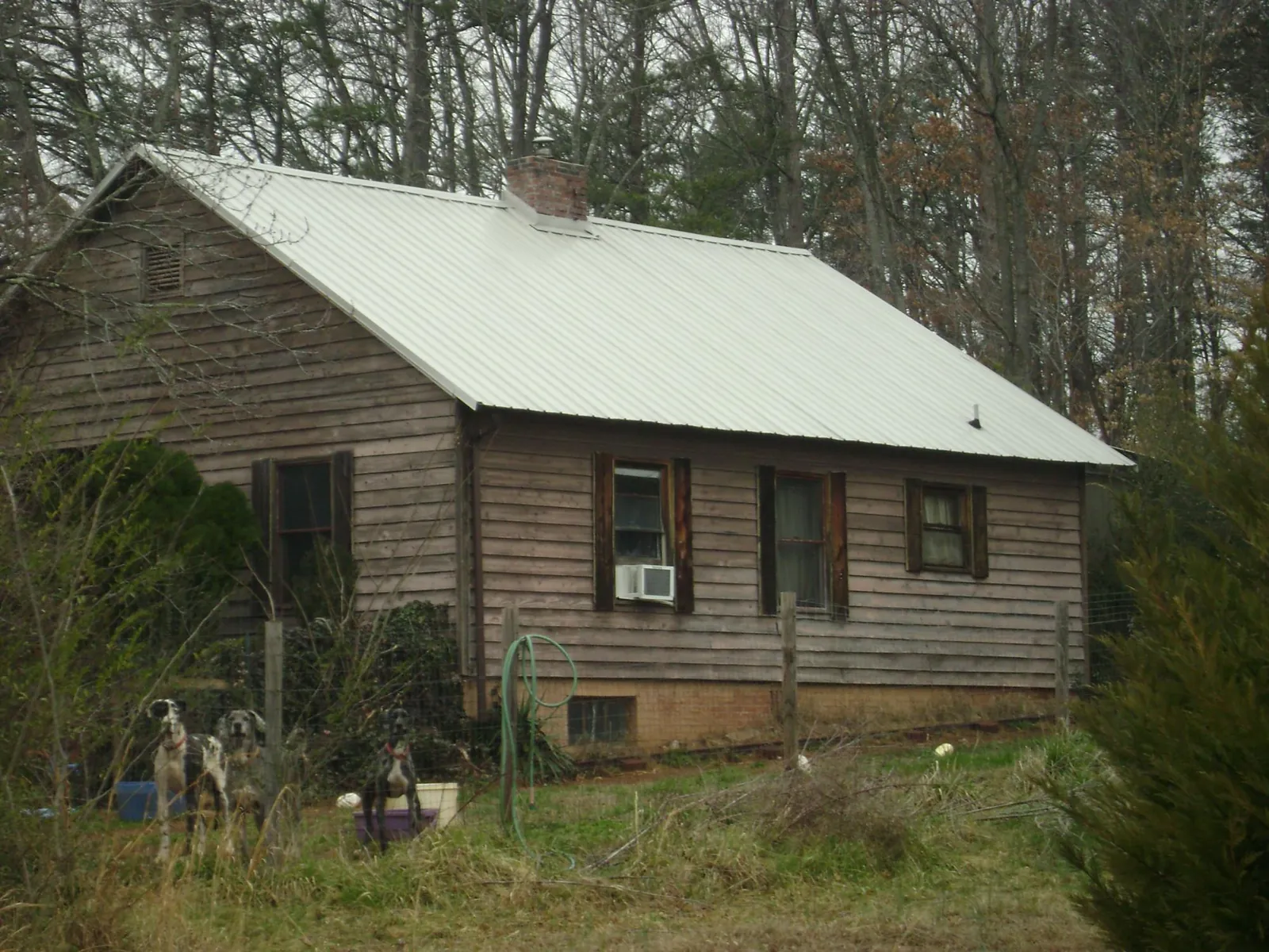 White metal roof on an old wood sided farmhouse, from a Asphalt Shingle Roof Repair job in Robersonville